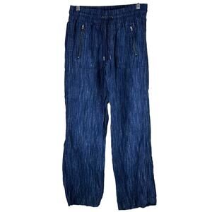 Athleta Cabo Linen Wide Leg Pant Dress Blue Women's Size 4 Good Used Condition